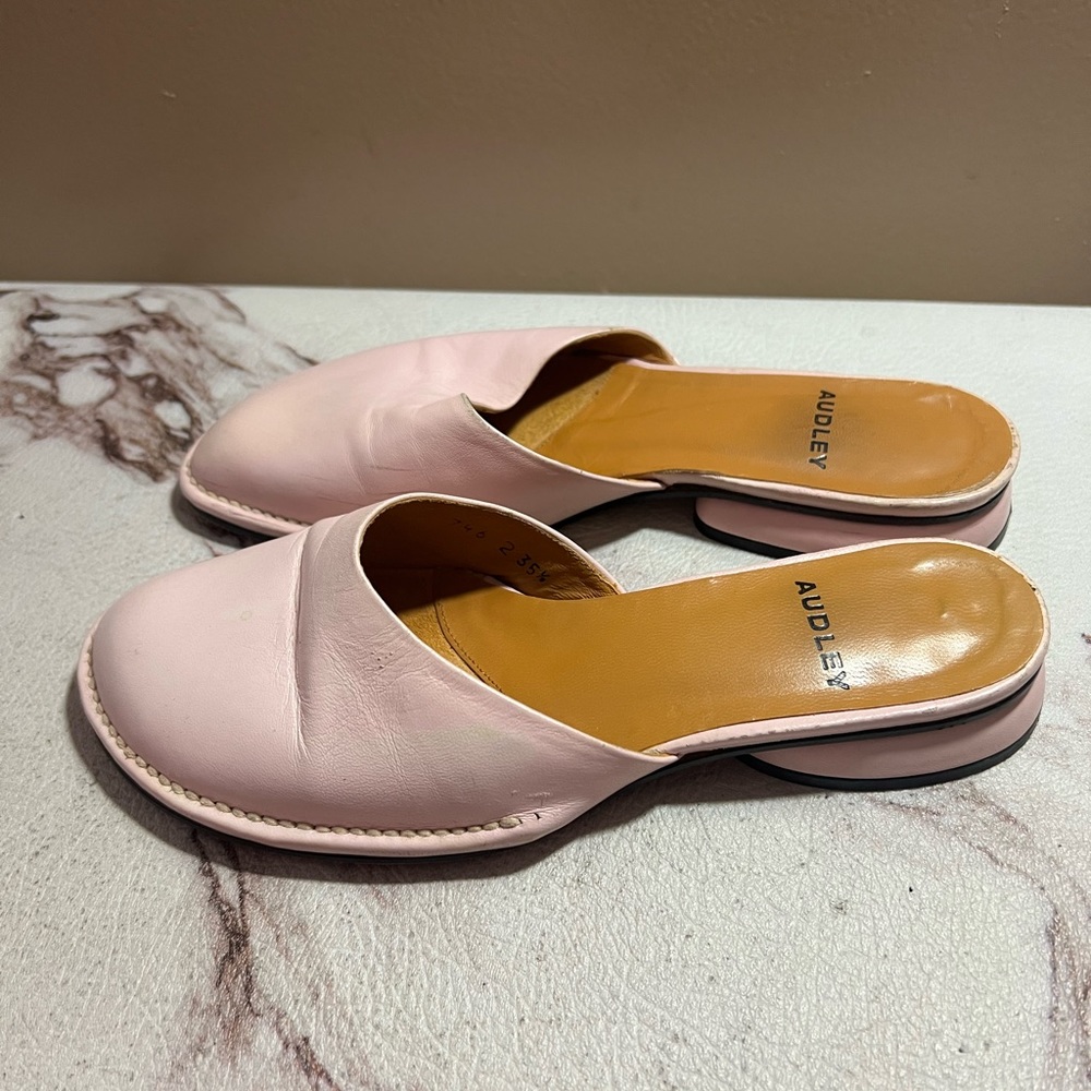 Audley Pink Leather Mule 35.5 Leather Slip On Shoes